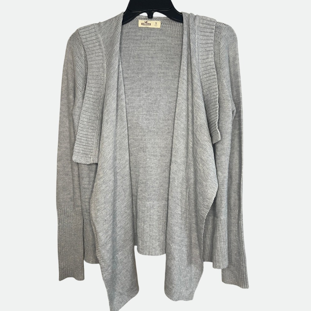Hollister Waterfall Cardigan Coastal Minimalist Womens‎ S Grey Hooded Neutral